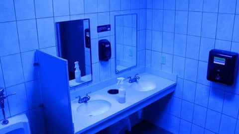 blue restroom at Turkey Hill Minit Market