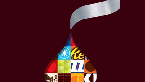 Hershey Kiss logo with Hershey brands