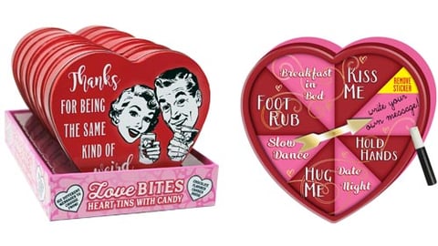 Love Bites and Naughty & Nice Spinning Heart Tins 