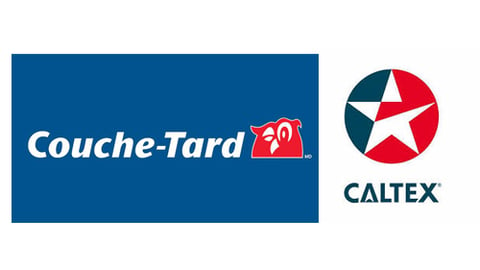 Logos for Couche-Tard and Caltex Australia