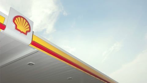 A Shell gas station canopy