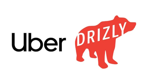 Logos for Uber and Drizly