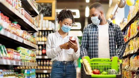 Customers wearing masks