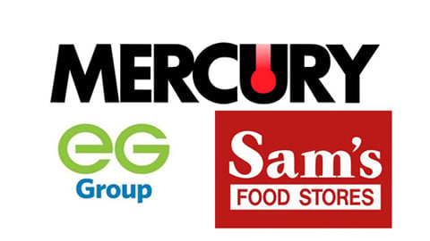 Logos for Mercury Fuel Services, EG Group and Sam's Food Stores