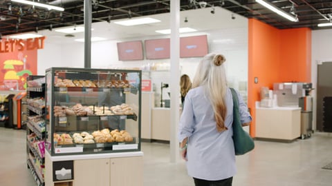 A female customer at Amazon Go in Mill Creek, Wash.