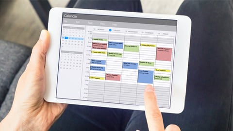 A calendar on a tablet