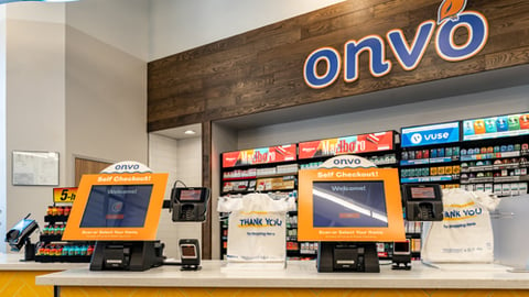 Self-checkout at Onvo travel center