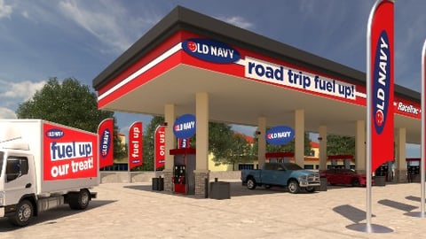 Old Navy Fuel Up promotion mock-up outside RaceTrac location