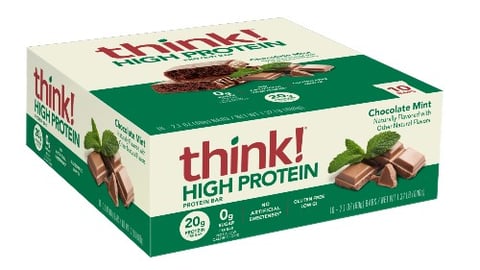 Box of Think! Protein Bars Chocolate Mint flavor