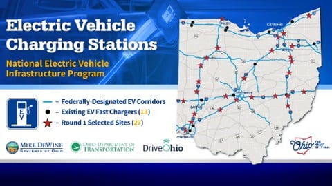 Ohio proposed EV charging station map