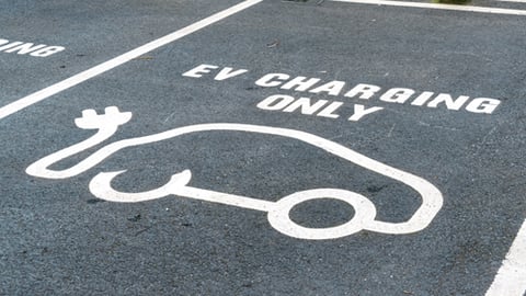 A parking spot designated for EV charging