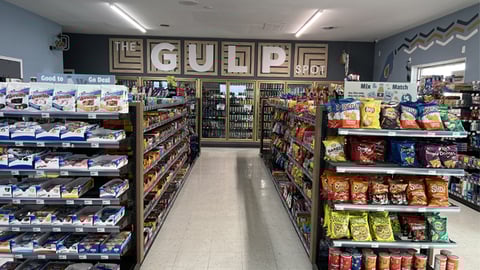 Merchandise on the shelves inside a Gas Spot location