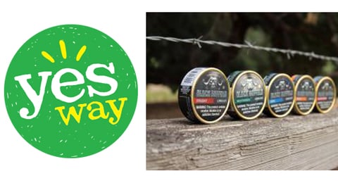 Yesway logo and Black Buffalo smokeless tobacco cans