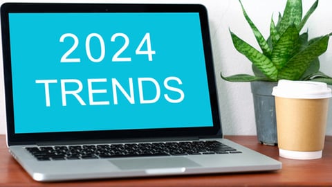 A computer screen with the words 2024 Trends