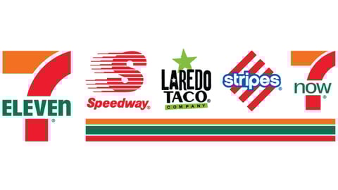 Logos for all of 7-Eleven stores, including Speedway and Stripes