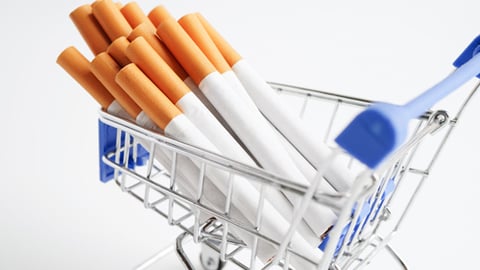 Cigarettes in a shopping cart