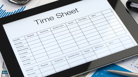 A time sheet on a tablet