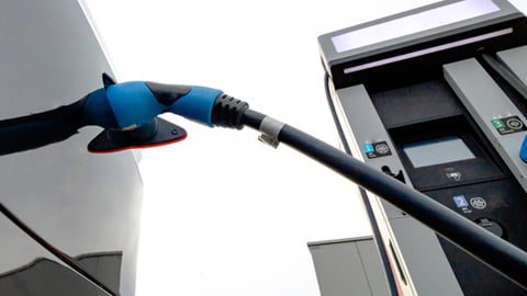 An electric vehicle at a charging station