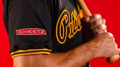 Sheetz patch on the sleeve of a Pittsburgh Pirates jersey 