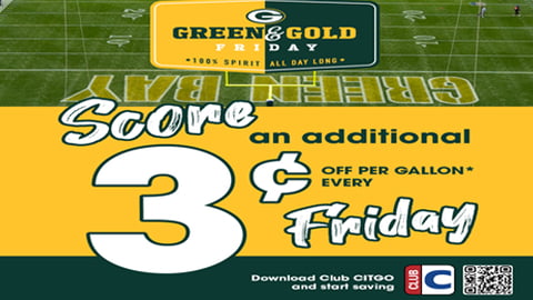 A CITGO promotion for the Green & Gold Friday fuel discount
