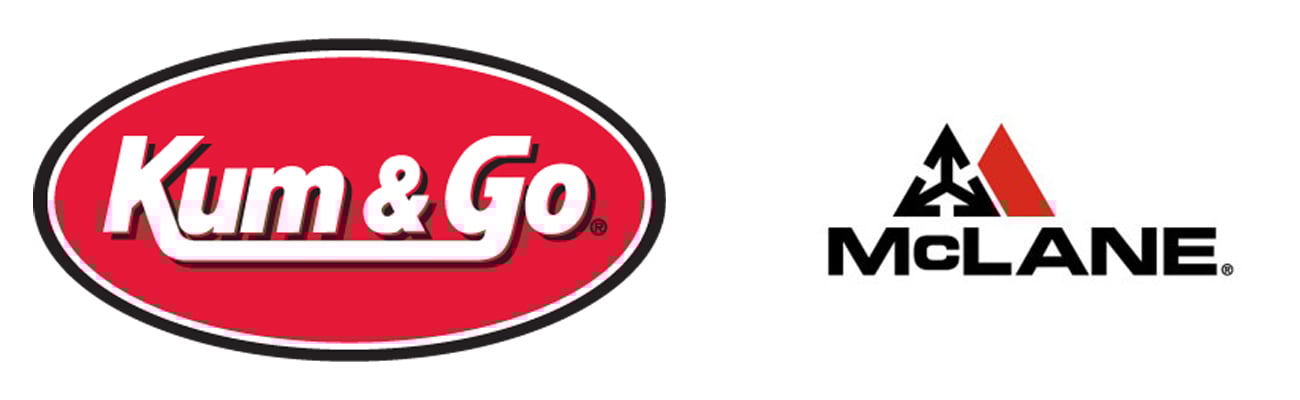 The logos for Kum & Go and McLane Co. Inc.