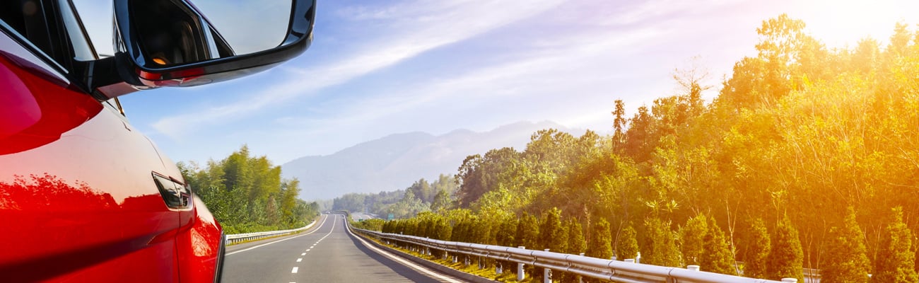 A car driving on the open road