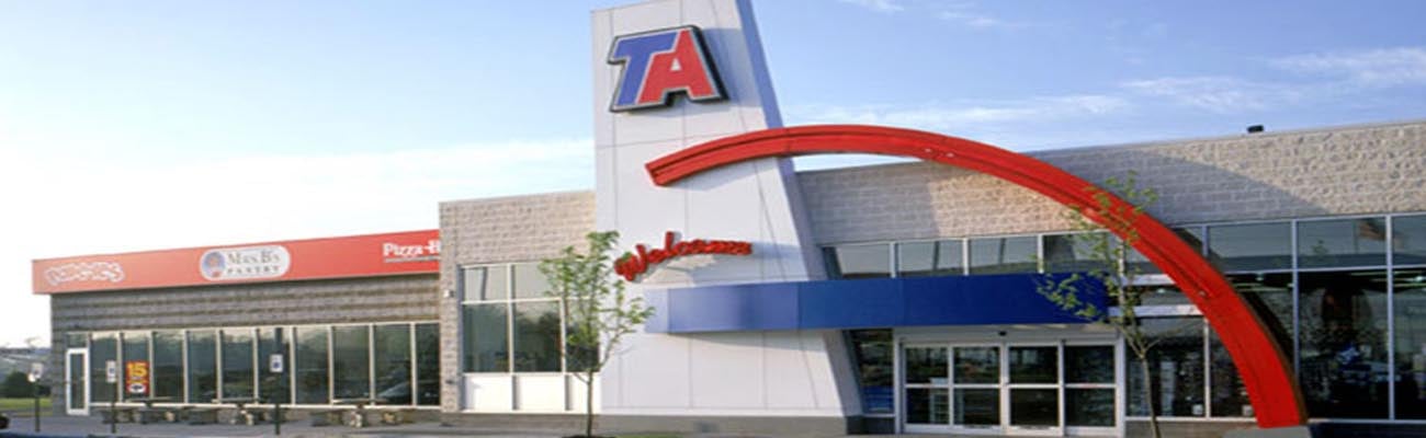 The exterior of a TA travel center