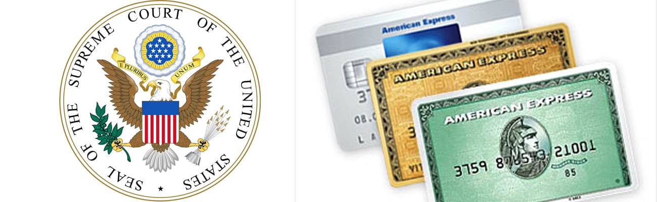 The US Supreme Court seal and American Express cards