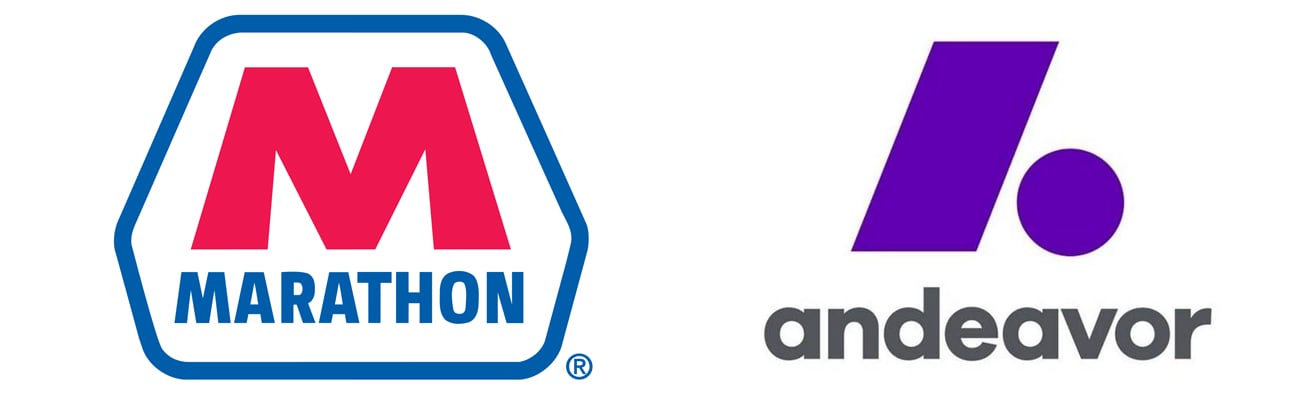 Logos for Marathon Petroleum and Andeavor