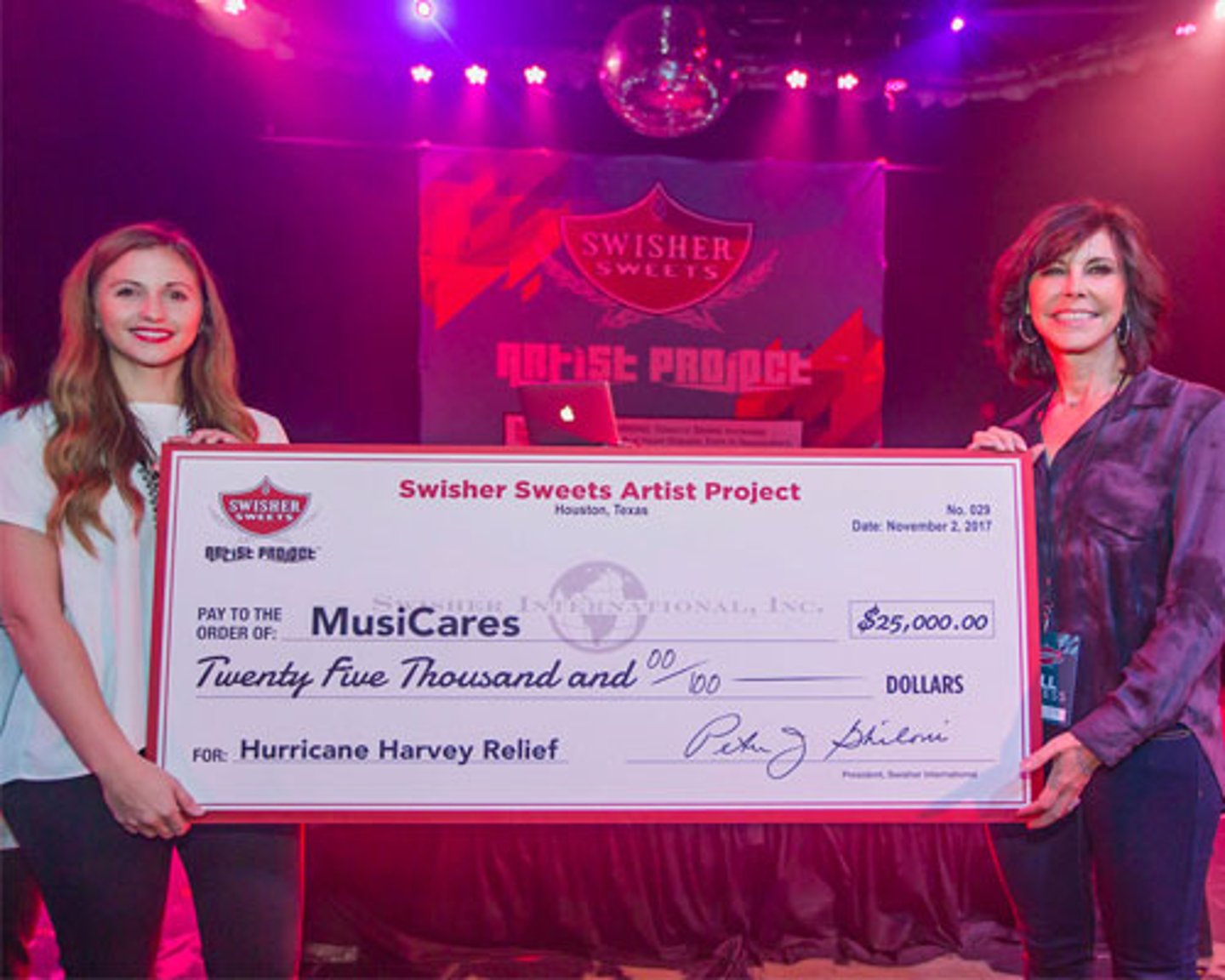 Swisher Sweets presents check to Music Cares