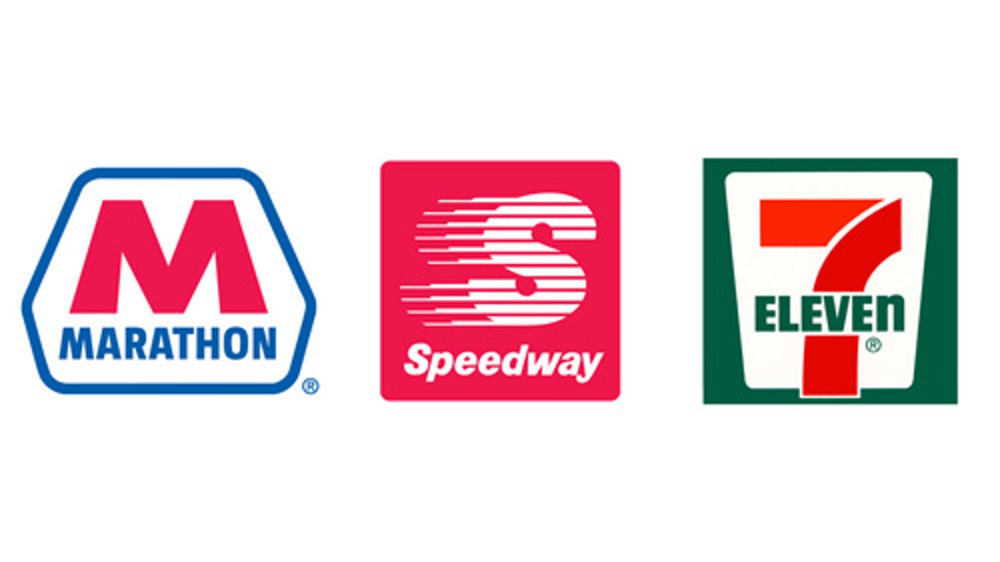 Logos for Marathon Petroleum, Speedway and 7-Eleven