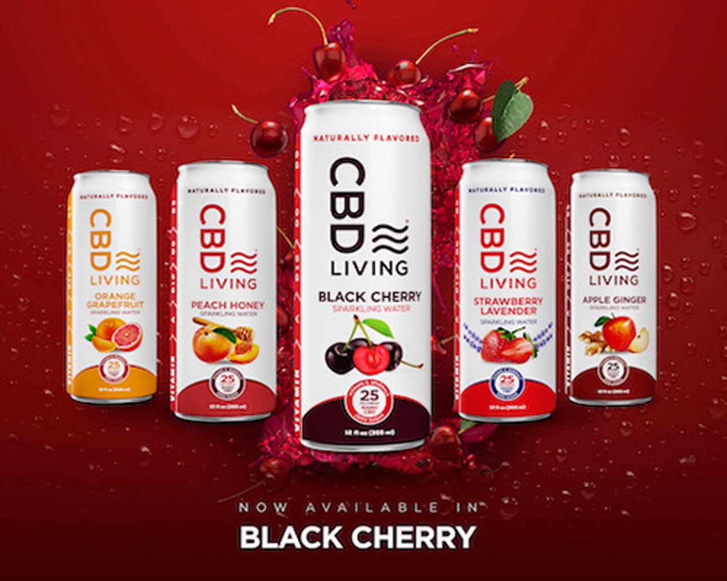 CBD Living Black Cherry Sparkling Water