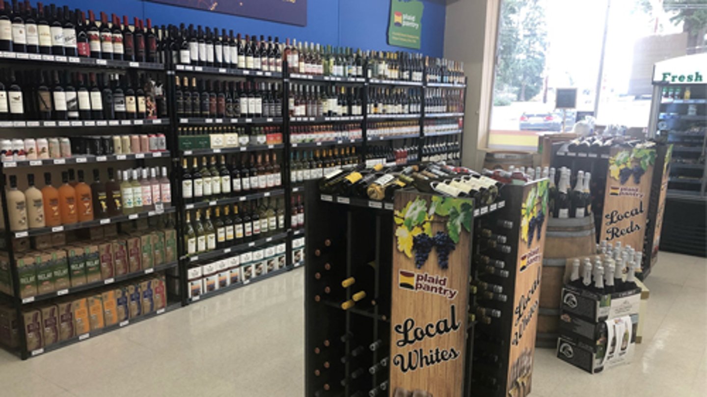 Wine selection at Plaid Pantry