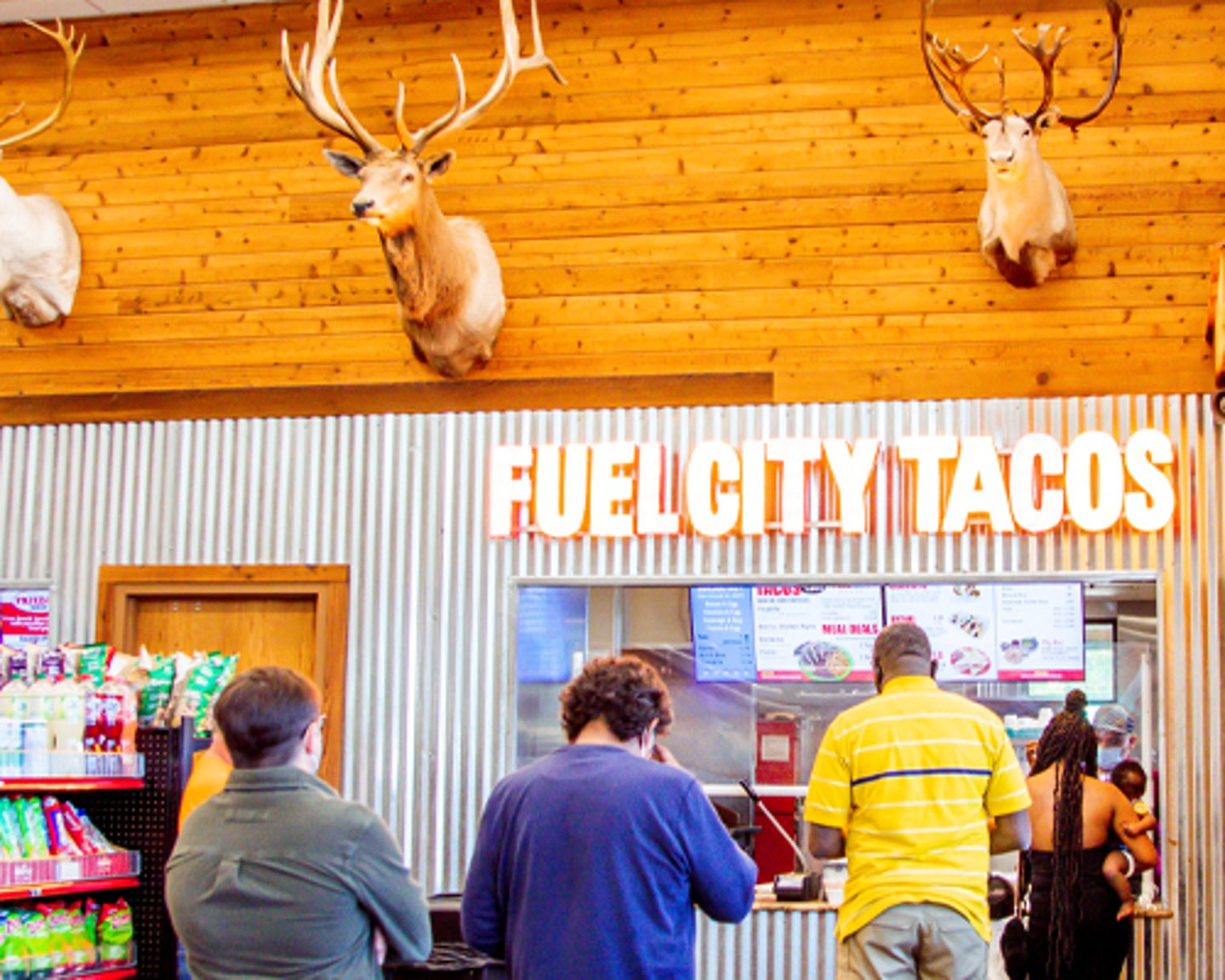 Customers waiting for Fuel City Tacos