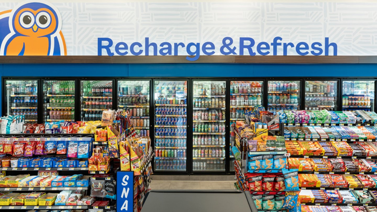 cold beverages at Onvo travel center in Dorrance Township, Pa