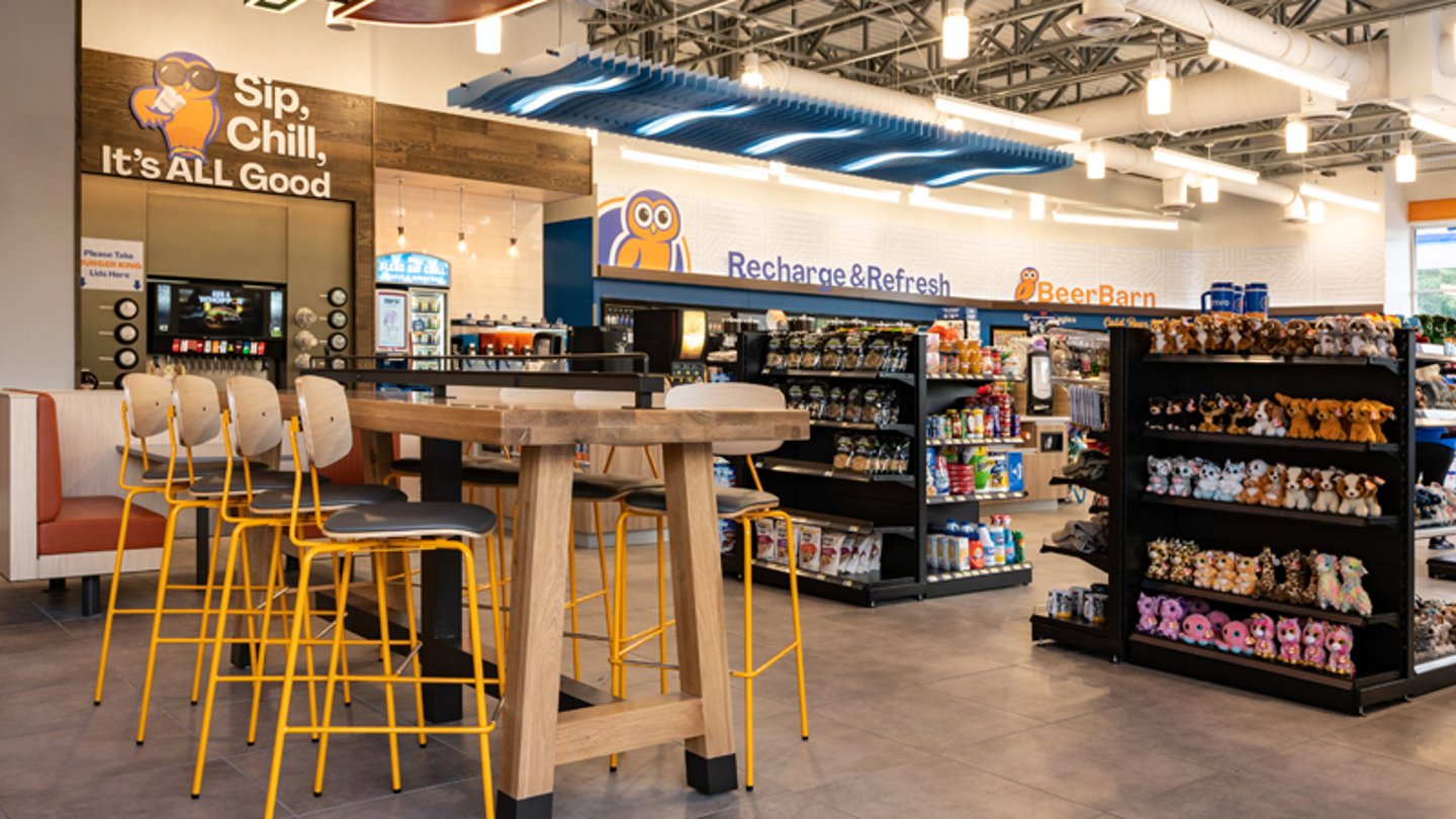 seating near the Burger King at Onvo travel center in Dorrance Township, Pa