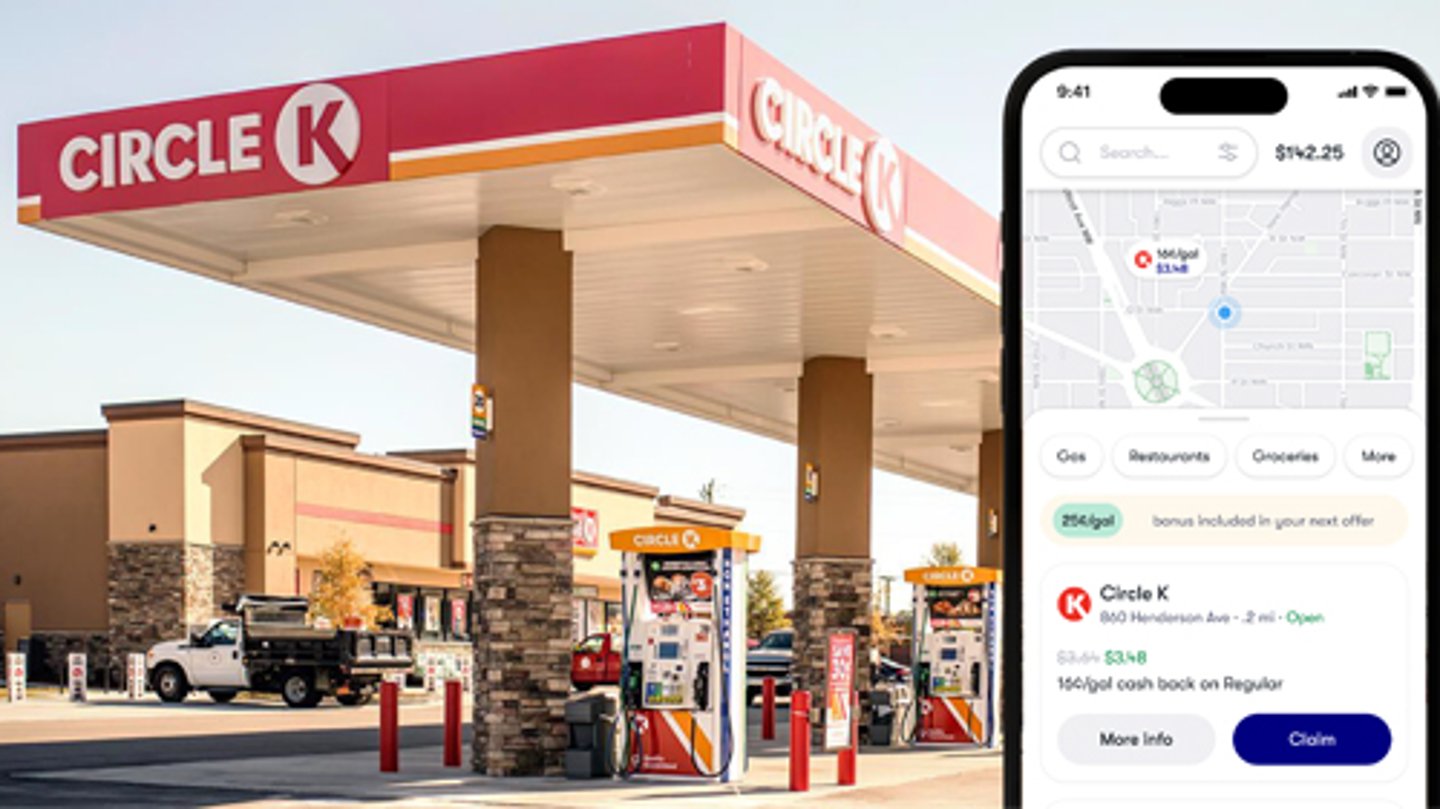 A Circle K c-store and the Upside mobile app