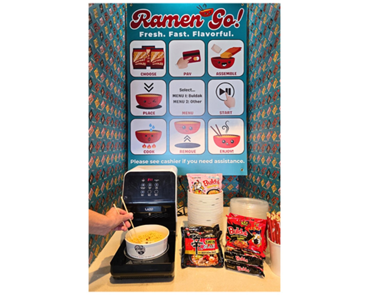 The Ramen Go! station at the Nisqually Market in Yelm, Washington