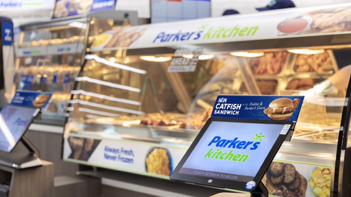 An in-store ordering kiosk at a Parker's Kitchen store