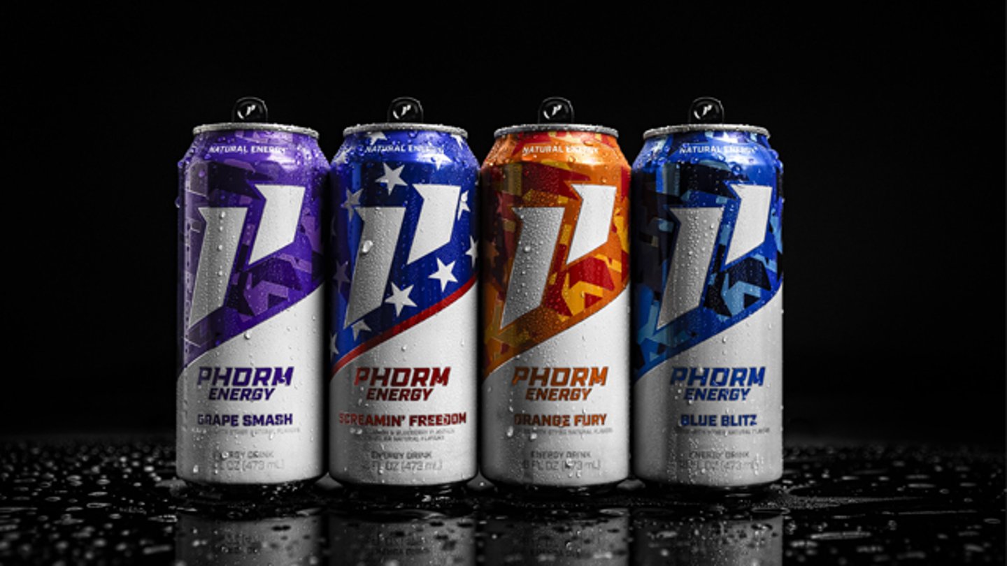 Cans of the four varieties of Phorm Energy