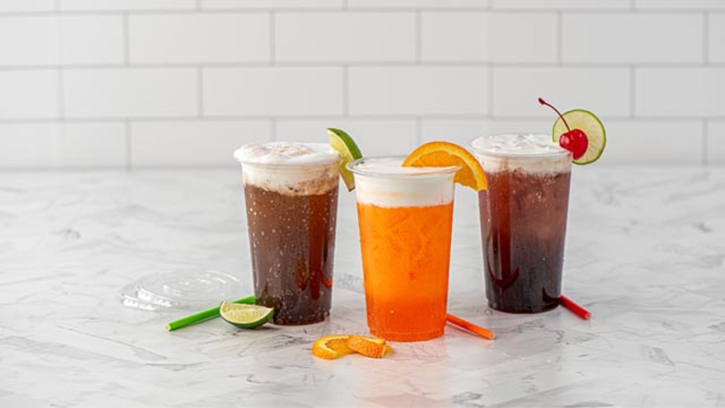 An array of Rich Products' dispensed beverages