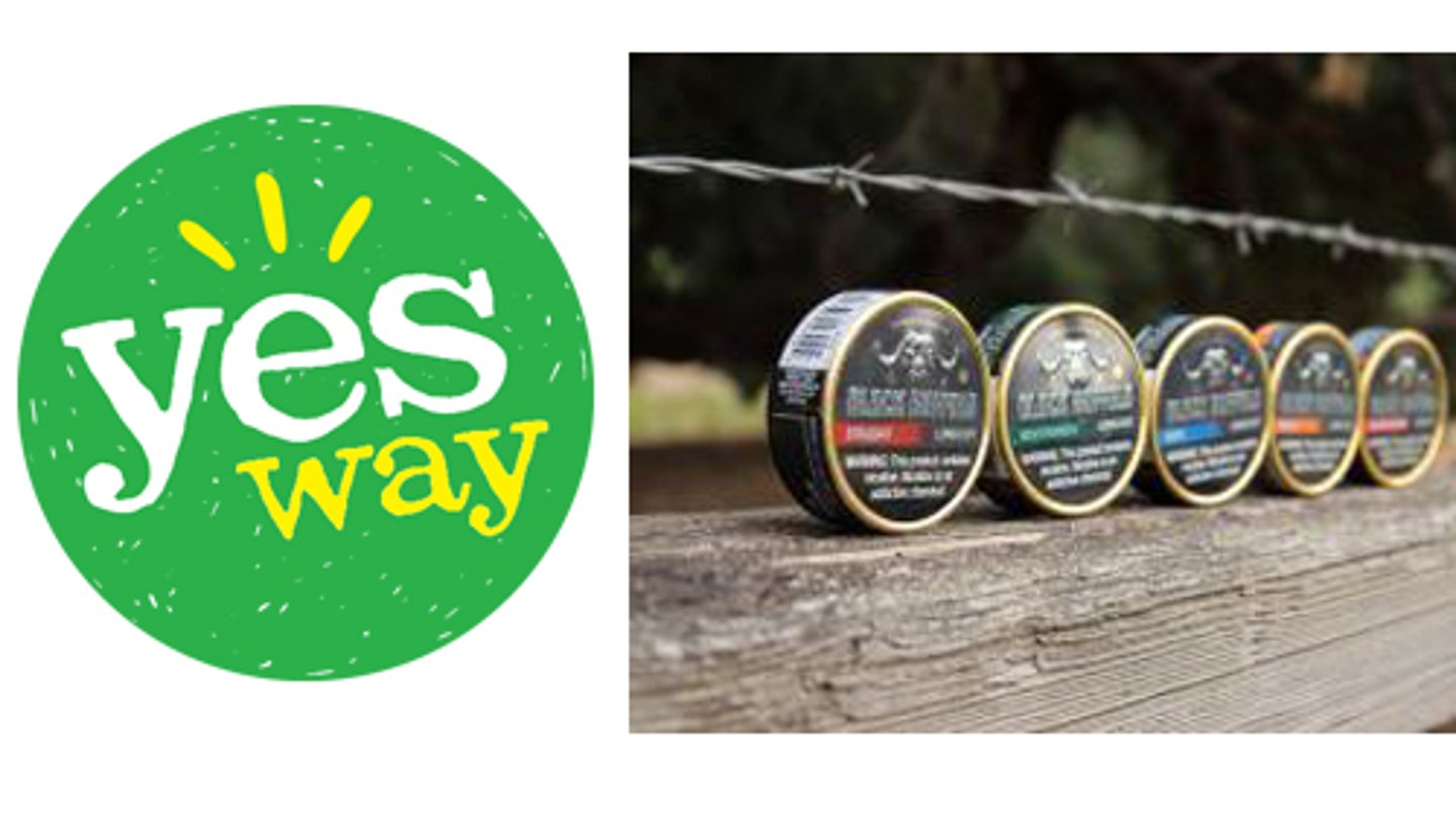 Yesway logo and Black Buffalo smokeless tobacco cans