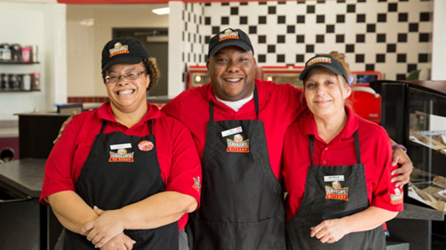 Employees at a Family Express convenience store