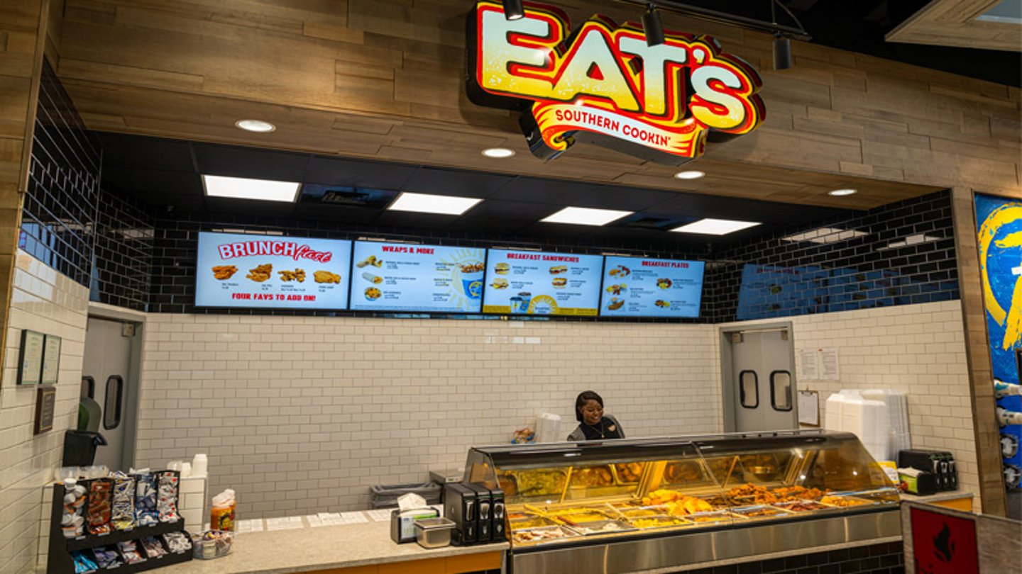 The hot food counter at SunStop