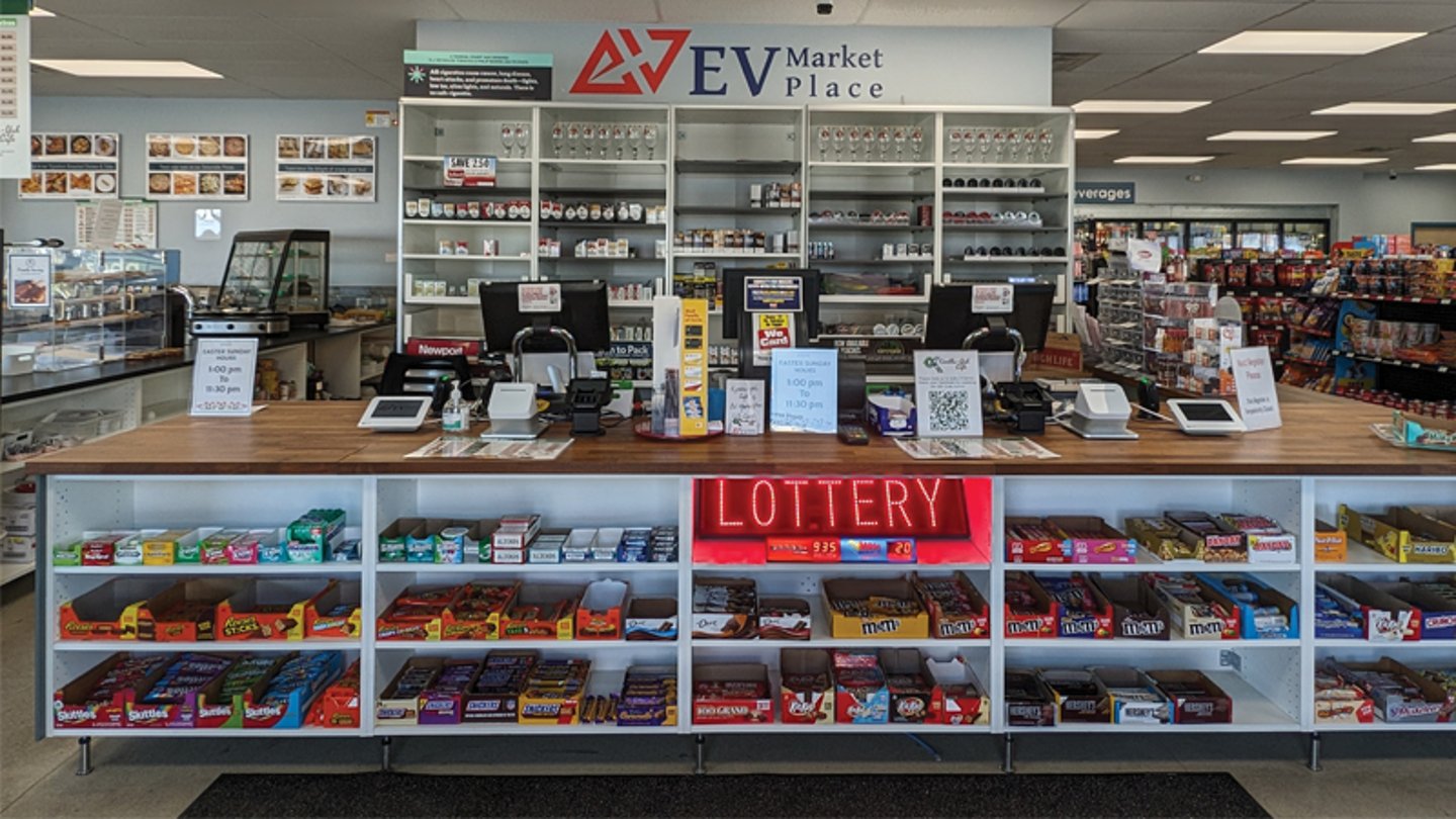 The checkout counter at Kumbha-Yah Cafe and EV Market Place