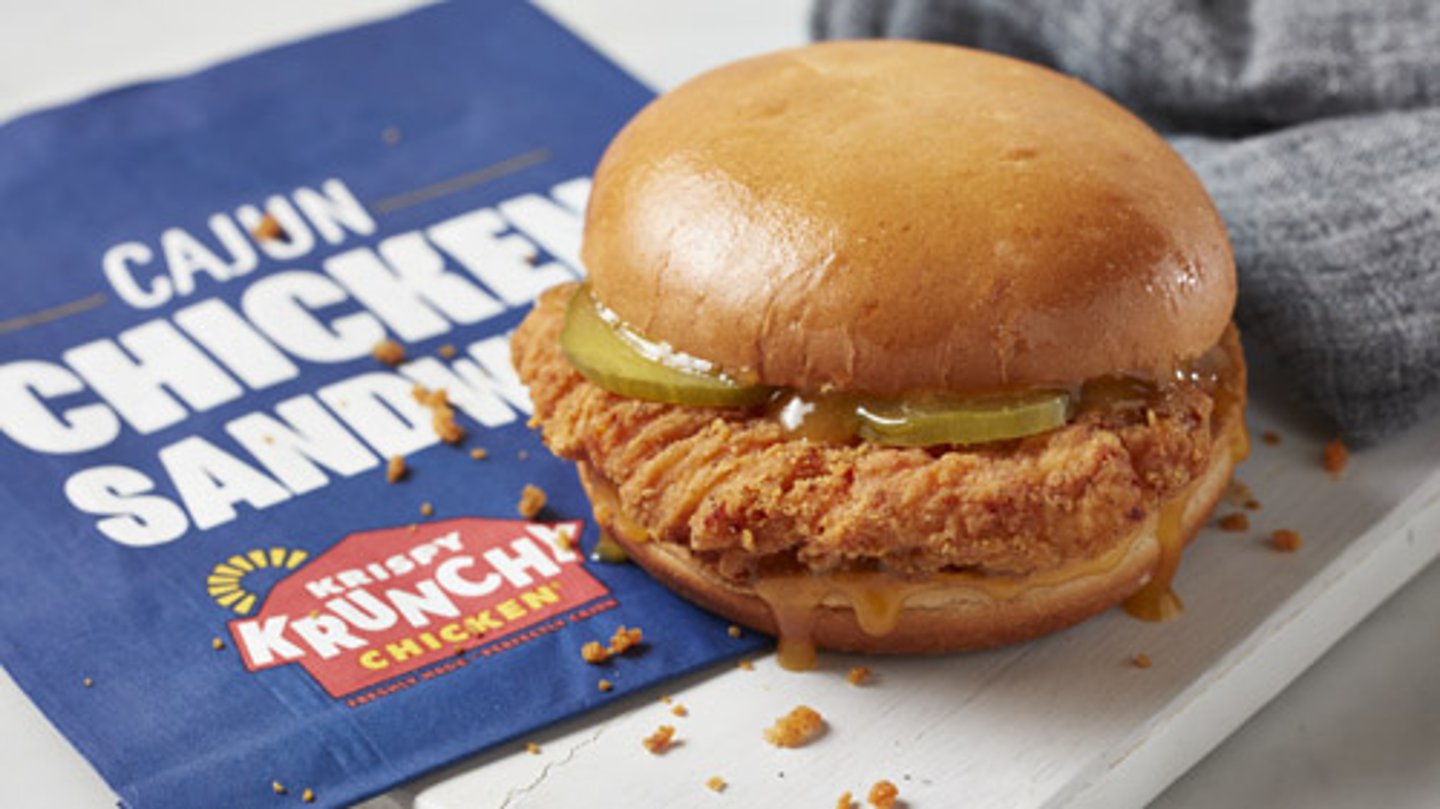 A cajun chicken sandwich from Krispy Krunchy