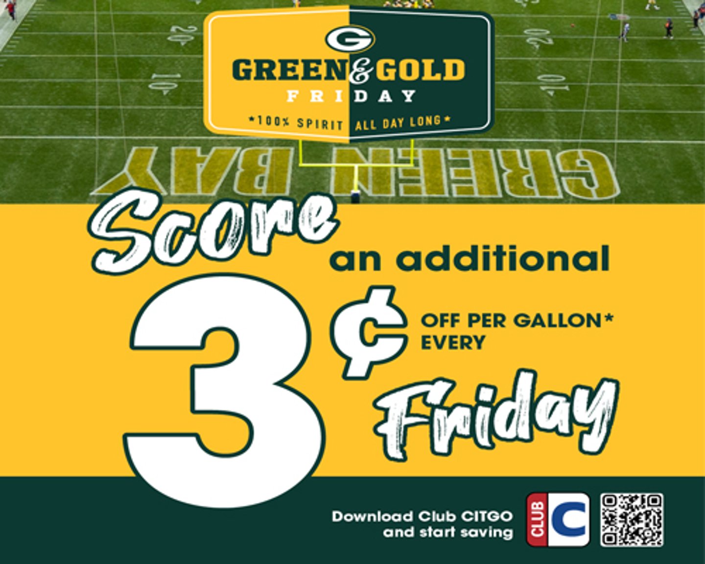 A CITGO promotion for the Green & Gold Friday fuel discount