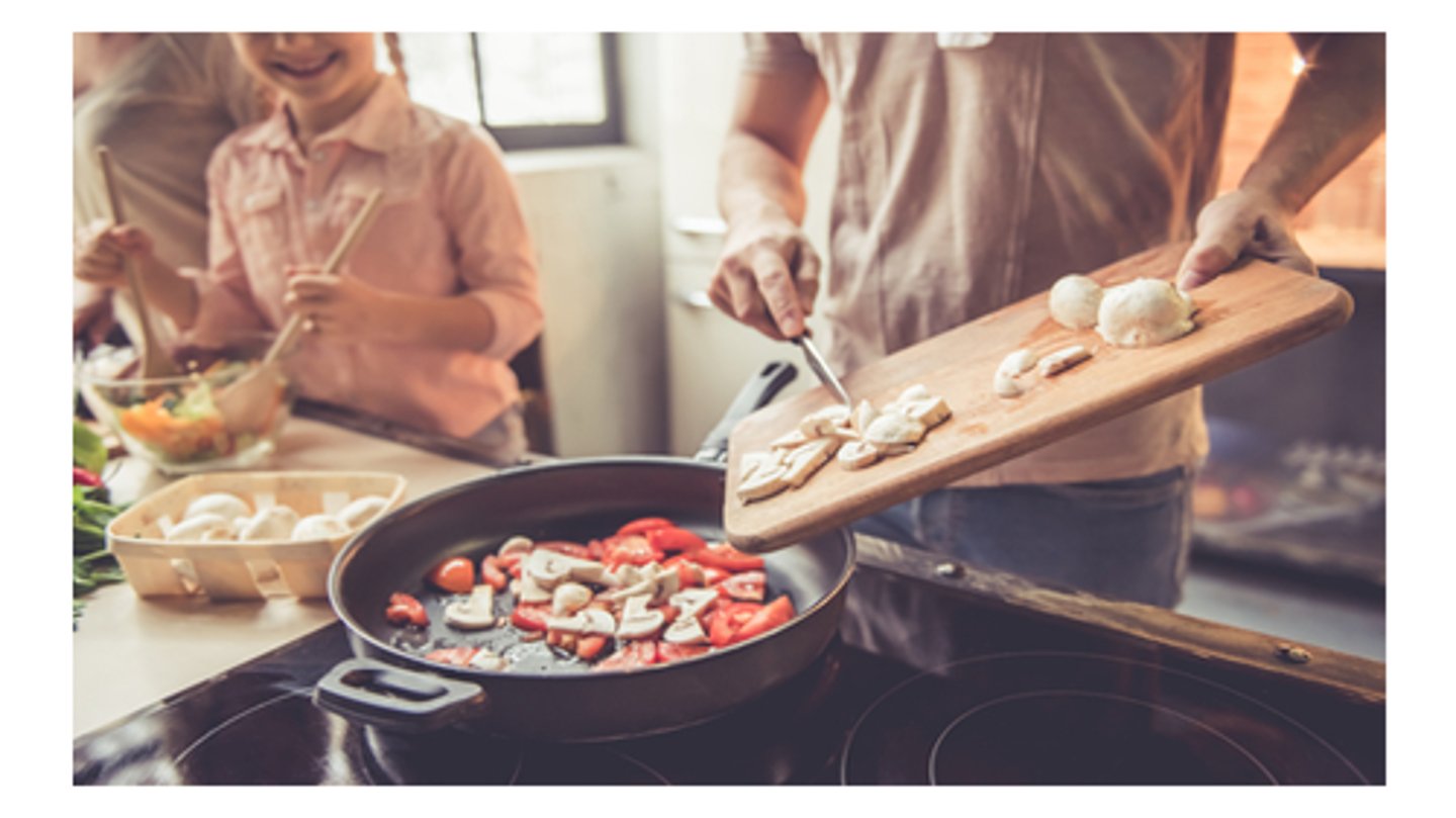 family cooking at home