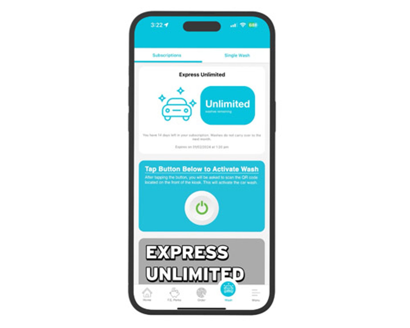 A screenshot of the Family Express car wash app