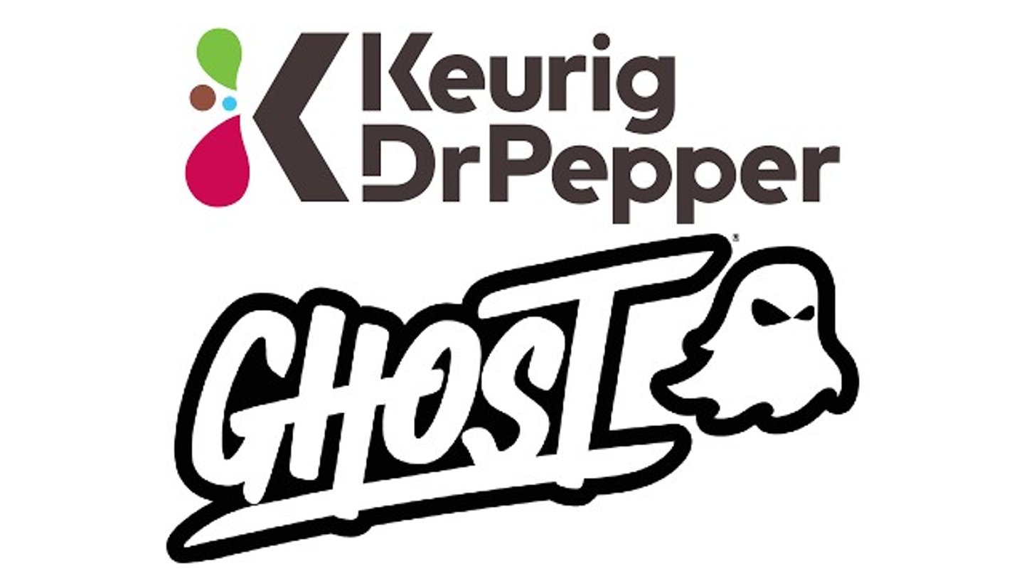 Keurig Dr Pepper and Ghost Beverages logos